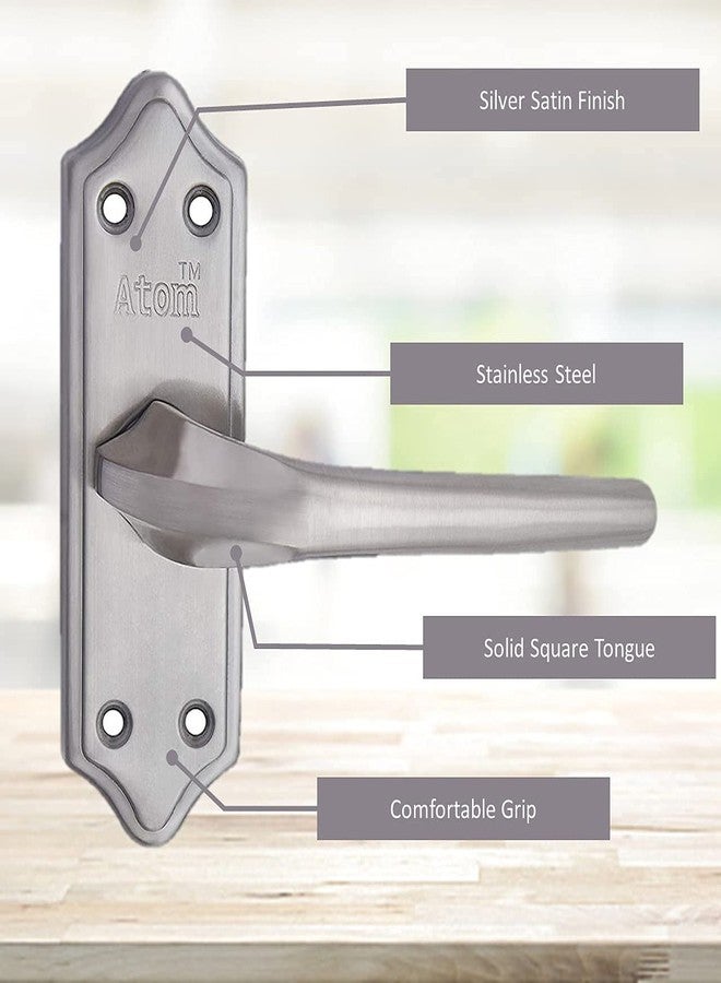 Atom Stainless Steel Bathroom Door Lock, Mortise Door Handle with Baby Latch Lock, Silver Satin Finish, Keyless, Bathroom Lockset for Door, Balcony Toilet Washroom, Skala-Bl - Image 4